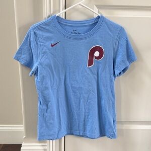 Womens Nike Philadelphia Phillies Bryce Harper Tee Medium Powder Blue Maroon